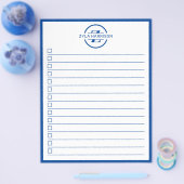 Moderne blauwe monogram naam takenlijst flyer (Enkel)