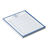Moderne blauwe monogram naam takenlijst notitieblok (Schuin)