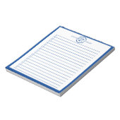 Moderne blauwe monogram naam takenlijst notitieblok (Linkerzijde)