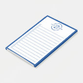 Moderne blauwe monogram naam takenlijst post-it® notes (Schuin)