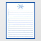 Moderne blauwe monogram naam takenlijst raamsticker (Vel)