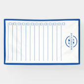 Moderne blauwe monogram naam takenlijst spandoek (Horizontaal)