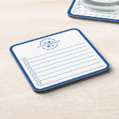 Moderne blauwe monogram naam takenlijst whiteboard bier onderzetter (Linkerzijde)