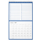 Moderne blauwe monogram naam takenlijsten 11” x 7" kalender (Jan 2027)