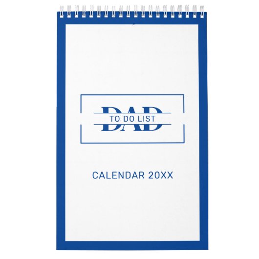 Moderne blauwe monogram naam takenlijsten 11” x 7" kalender (Hoes)