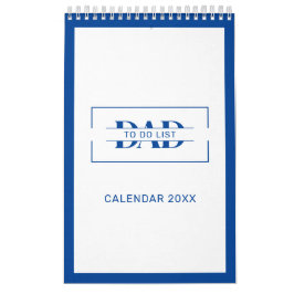 Moderne blauwe monogram naam takenlijsten 11” x 7" kalender