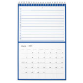 Moderne blauwe monogram naam takenlijsten kalender (Mar 2027)
