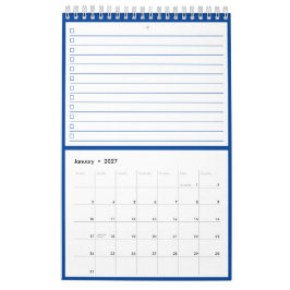 Moderne blauwe monogram naam takenlijsten kalender