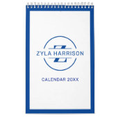 Moderne blauwe monogram naam takenlijsten kalender (Hoes)