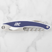 Moderne Blauwe Monogram Naam Vet Eenvoudig Voor He Kurkentrekker (Voorkant)