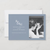 Moderne Blauwe Monogram Save the Date Foto (Voorkant)