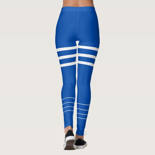 Moderne, blauwe, monogramme werkout leggings (Achterkant)