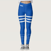 Moderne, blauwe, monogramme werkout leggings (Voorkant)