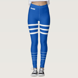 Moderne, blauwe, monogramme werkout leggings