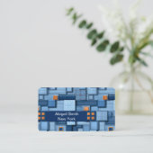 Moderne Blauwe Mozaïek QR-code Visitekaartje (Staand voorkant)
