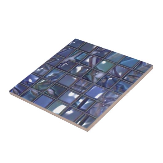 Moderne blauwe mozaïek tegeltje (Zijkant)