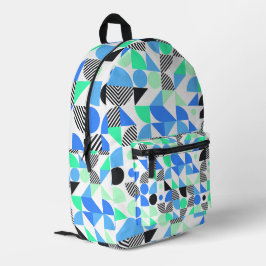 Moderne blauwe munt geometrisch bedrukte rugzak