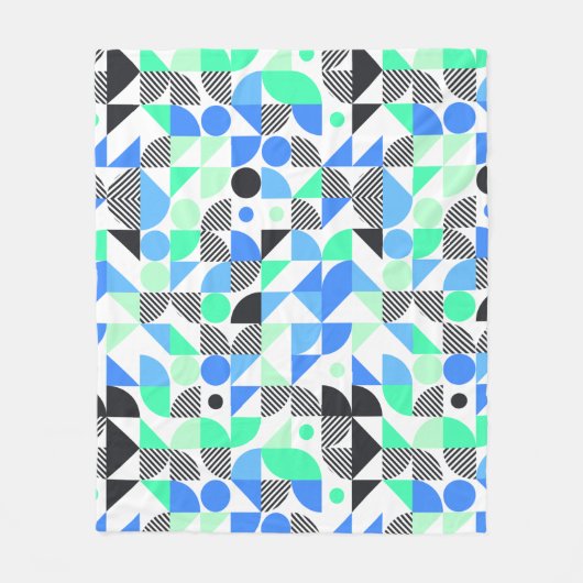 Moderne blauwe munt geometrisch fleece deken (Voorkant)