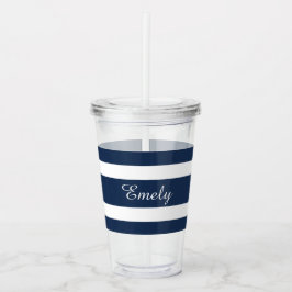 Moderne Blauwe Naam Script Acryl Drinkbeker