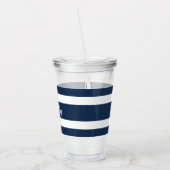 Moderne Blauwe Naam Script Acryl Drinkbeker (Links)
