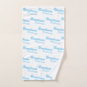 Moderne blauwe naam tekst| Calligrafie Bad Handdoek (Handdoek)