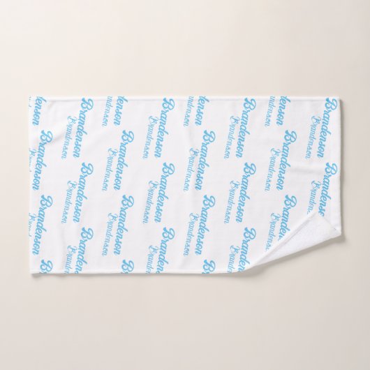 Moderne blauwe naam tekst| Calligrafie Bad Handdoek (Handdoek)