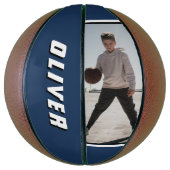 Moderne Blauwe Naam Tekst Foto Basketbal (Verticaal)