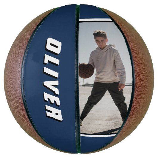 Moderne blauwe naam Tekst Foto Basketball Basketbal (Verticaal)