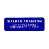 Moderne Blauwe Naam Terugkeeradresetiketten Etiket (Voorkant)