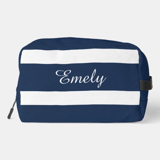Moderne Blauwe Naam Toilettasje (Achterkant)
