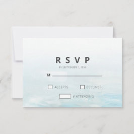 Moderne Blauwe Nautilus Waterverf Trouwdag RSVP Kaartje