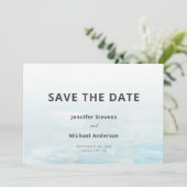 Moderne Blauwe Nautilus Waterverf Trouwdag Save The Date (Staand voorkant)
