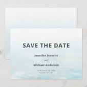 Moderne Blauwe Nautilus Waterverf Trouwdag Save The Date (Voorkant / Achterkant)