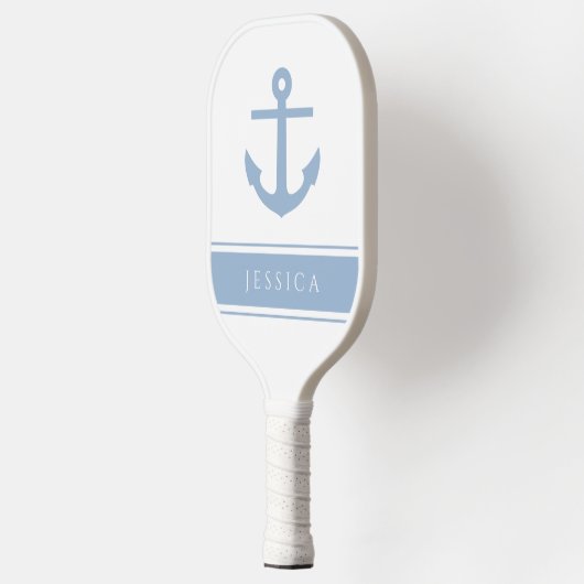 Moderne Blauwe Nautische Anker Douanenaam Pickleball Paddle (Links)