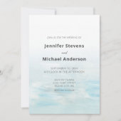 Moderne Blauwe Nautische Waterverf Bruiloft Kaart (Voorkant)