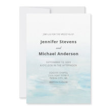 Moderne Blauwe Nautische Waterverf Bruiloft