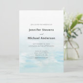 Moderne Blauwe Nautische Waterverf Bruiloft Kaart (Staand voorkant)