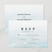 Moderne Blauwe Nautische Waterverf Bruiloft RSVP Kaartje (Voorkant / Achterkant)