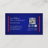 Moderne blauwe notaris visitekaartje (Achterkant)