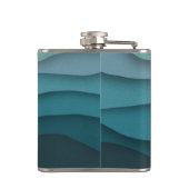 Moderne blauwe oceaan golven kust heupfles (Achterkant)