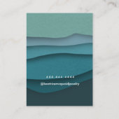 Moderne blauwe oceaan golven oorbel display visitekaartje (Achterkant)