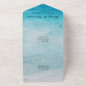 Moderne blauwe oceaan Waterverf All In One Uitnodiging (Buitenkant)