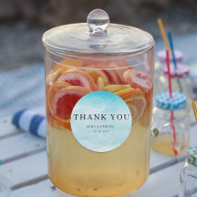 Moderne blauwe oceaan Waterverf bruiloft dank u