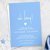 Moderne blauwe oh-jongen baby shower kaart, klein  kaart