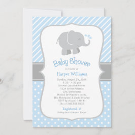 Moderne Blauwe Olifant Baby Shower voor Jongen Kaart