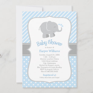 Moderne Blauwe Olifant Baby Shower voor Jongen Kaart