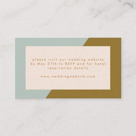 Moderne blauwe olijfkleurendrik Weddenschap Informatiekaartje (Voorkant)