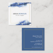 Moderne blauwe Ombre Marble Professional Vierkante Visitekaartje (Voorkant / Achterkant)
