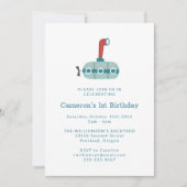 Moderne Blauwe Onderzeeër Eenvoudige 1e Verjaardag Kaart (Voorkant)