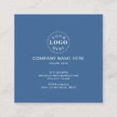 Moderne blauwe oproepkaart met witte typografie contactkaartje (Achterkant)